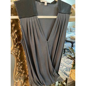 Bailey 44 Faux Leather Draped V Tee Sz XS